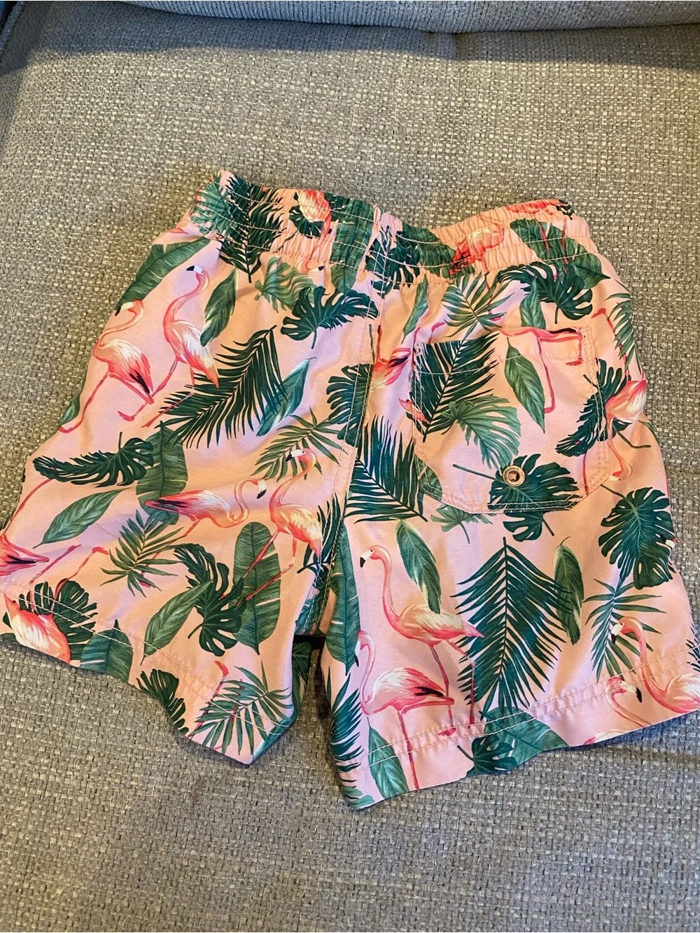Old Navy Pink Tropical Flamingo Print Drawstring Swim Trunks